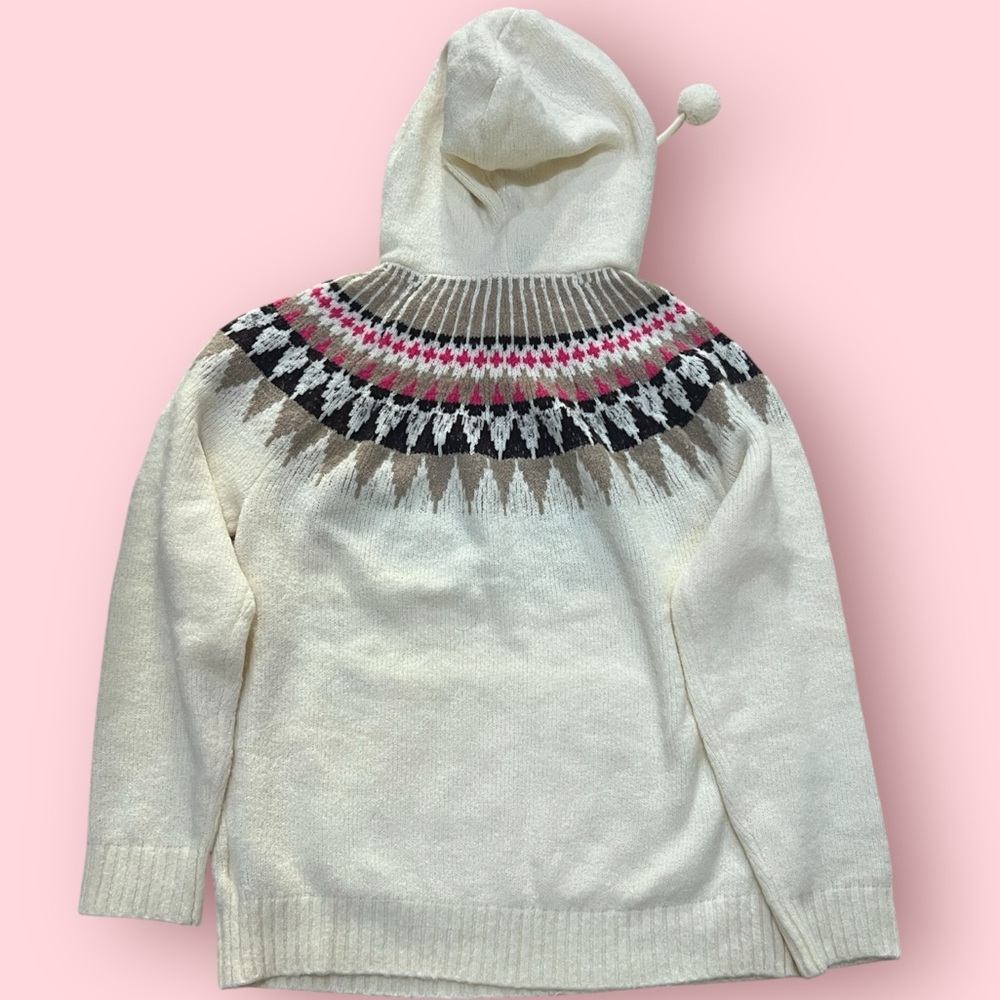 Olivia Sky Jacquard Raglan Hoodie Sweater (Ivory) - Picture 4 of 6